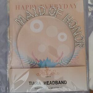 Silver MAID OF HONOR Headband Bachelorette Party Decorations Rhinestone